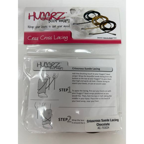Huggrz Boot Wraps Leg Warmers with Crisscross Suede Lacing Ties NEW - Picture 3 of 3